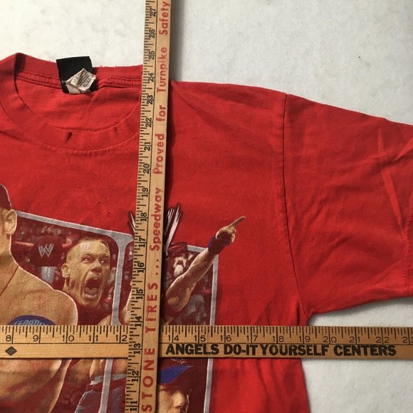Vintage 2000's WWE Authentic John Cena XL RED T-Shirt distressed - Picture 2 of 10